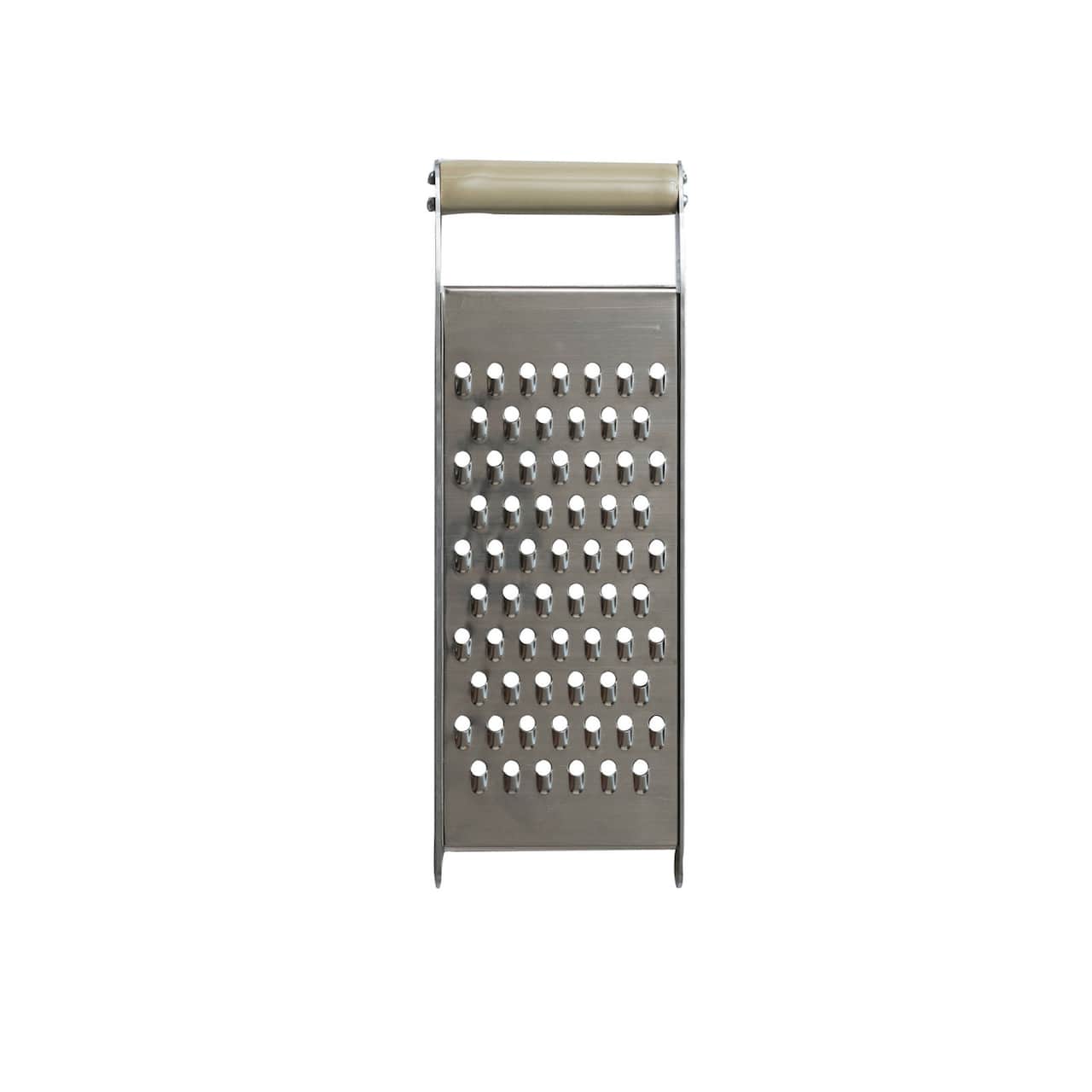 Hello Honey® 9.75" Stainless Steel Grater with Taupe Enameled Mango Wood Handle